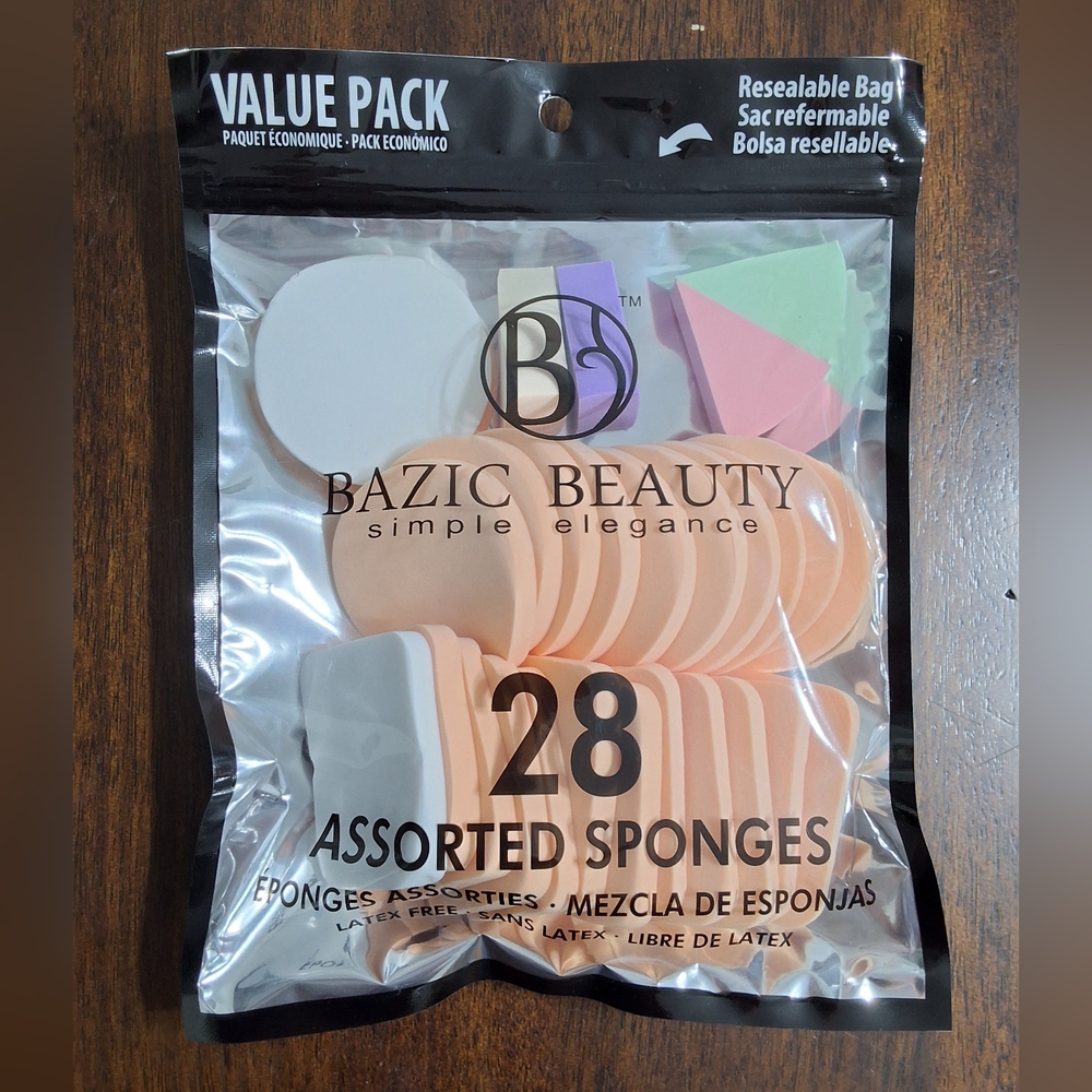 Bazic Beauty Latex Free 28 Assorted Sponges, NEW